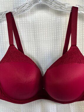 Secret Treasures Full Figure Lifting Plunge Bra Cranberry Red 40DD
